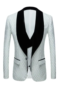 Biege Jacquard 2 Peças Fato Masculino