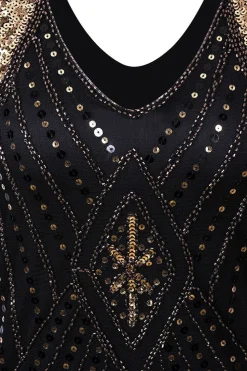 Black and Gold Flapper 1920s Sequins Dress