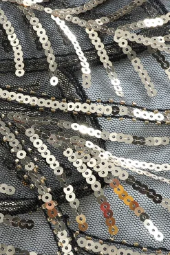 Black and Gold Sequin Glitter 1920s Cape