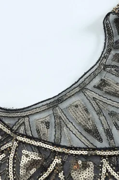 Black and Gold Sequin Glitter 1920s Cape