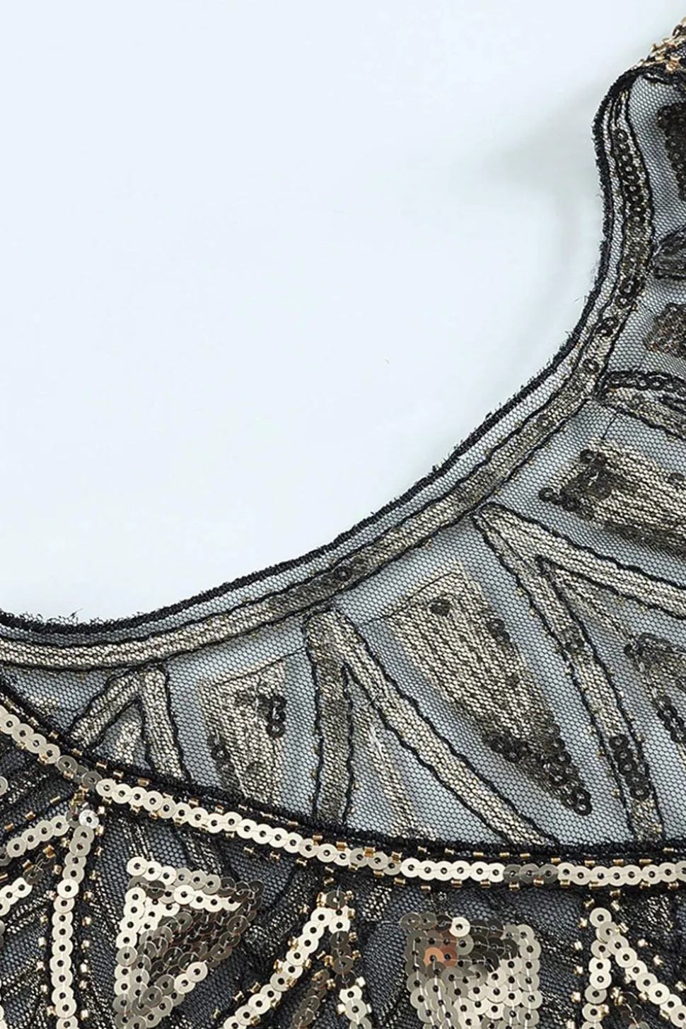 Black and Gold Sequin Glitter 1920s Cape