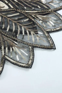 Black and Gold Sequin Glitter 1920s Cape