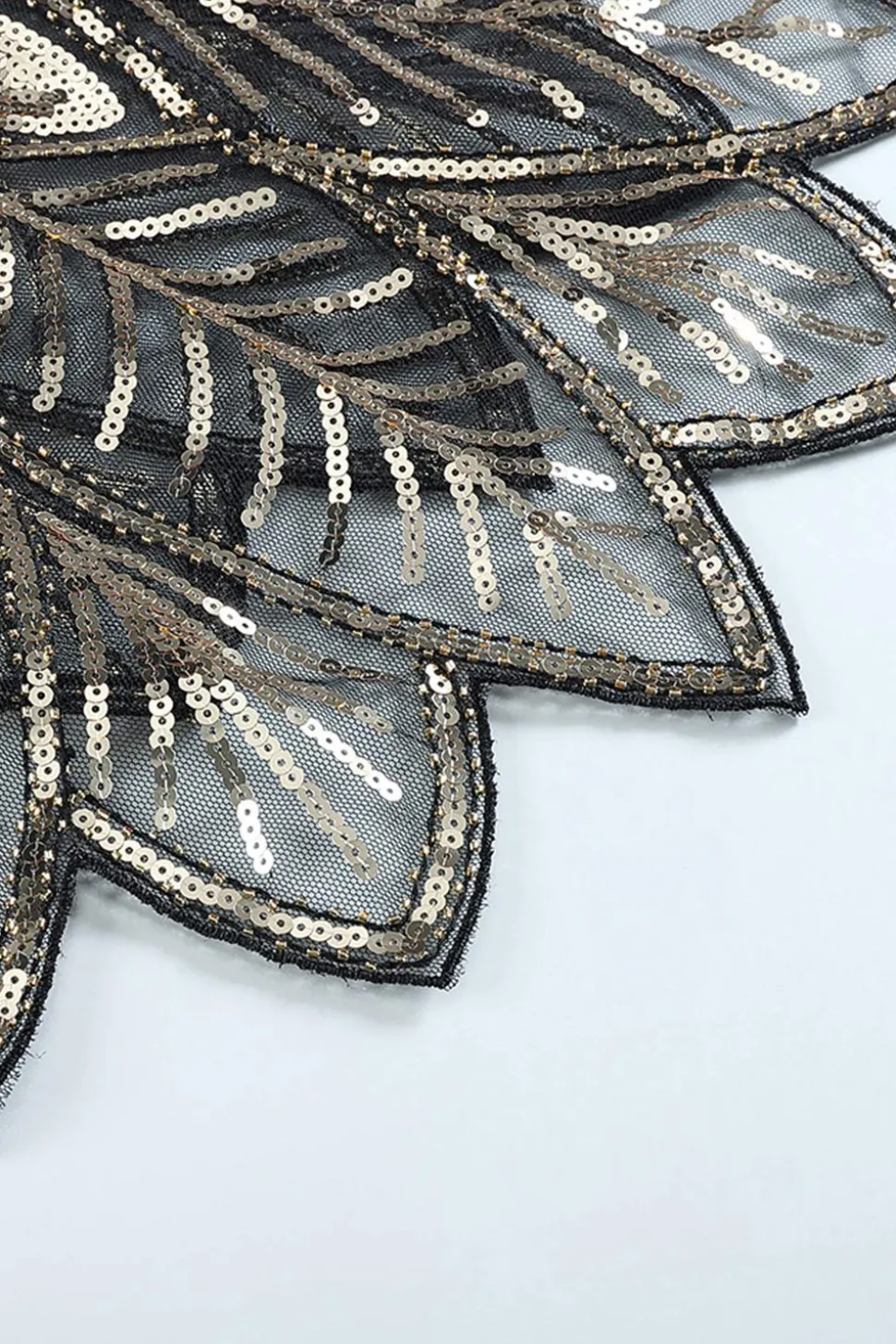 Black and Gold Sequin Glitter 1920s Cape