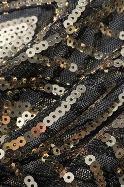 Black and Gold Sequin Glitter 1920s Cape