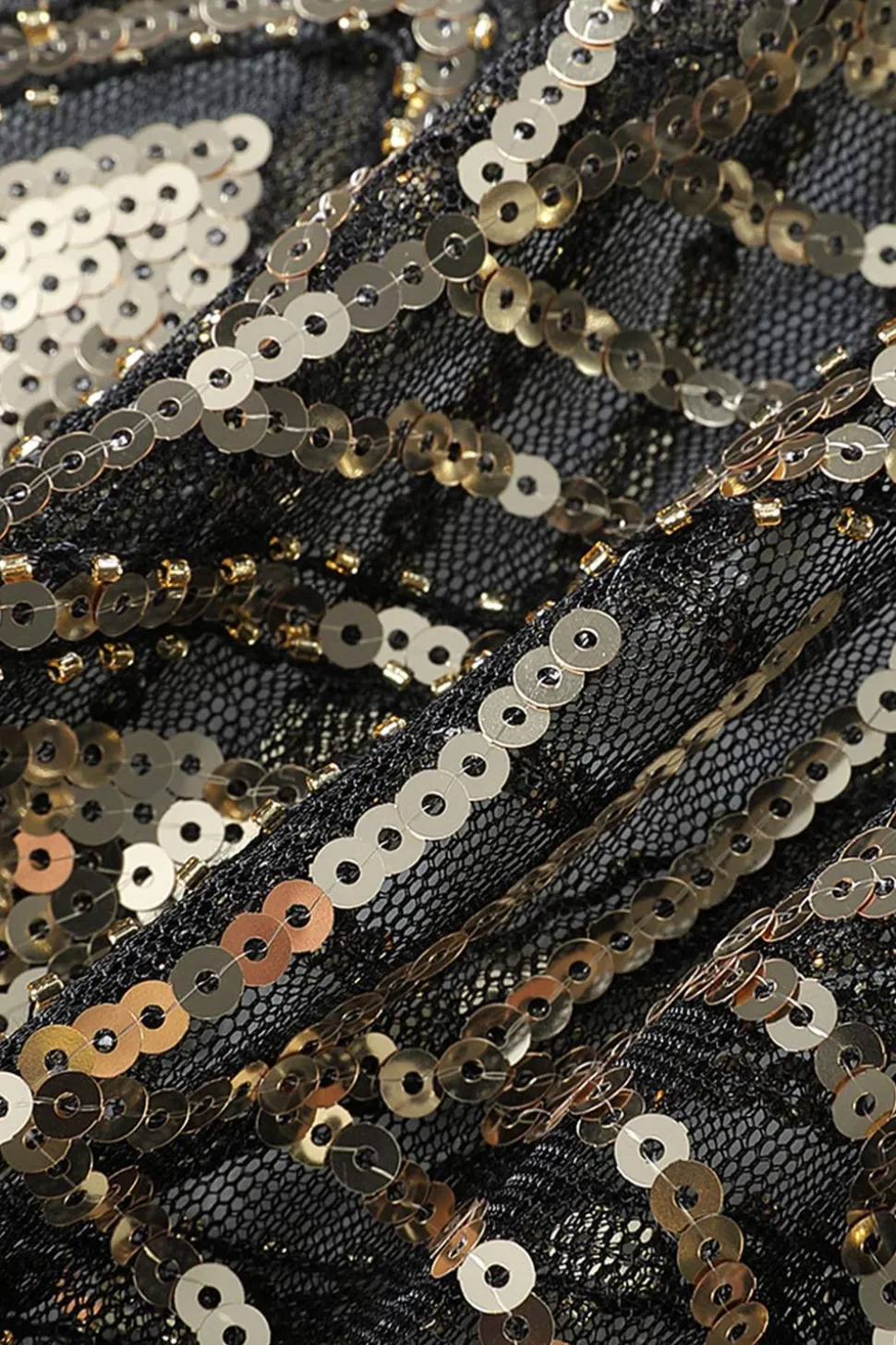 Black and Gold Sequin Glitter 1920s Cape