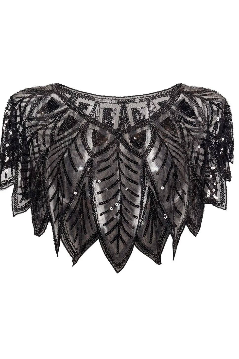Black and Gold Sequin Glitter 1920s Cape