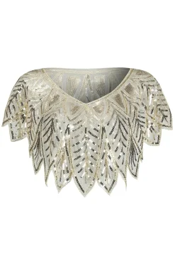 Black and Gold Sequin Glitter 1920s Cape