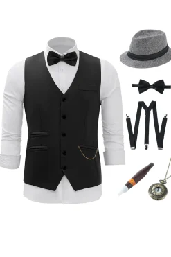 Black Chain Colete Masculino com 5 Peças Acessórios set