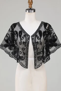 Black Glitter Sequins Cabo dos anos 1920