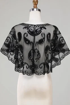 Black Glitter Sequins Cabo dos anos 1920