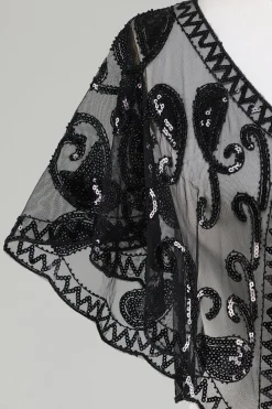 Black Glitter Sequins Cabo dos anos 1920