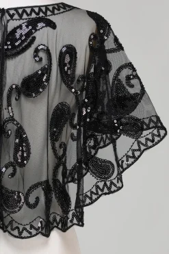 Black Glitter Sequins Cabo dos anos 1920