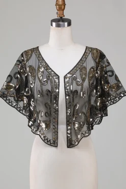 Black Glitter Sequins Cabo dos anos 1920