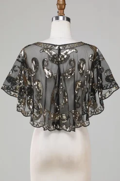 Black Glitter Sequins Cabo dos anos 1920