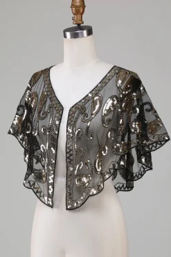 Black Glitter Sequins Cabo dos anos 1920