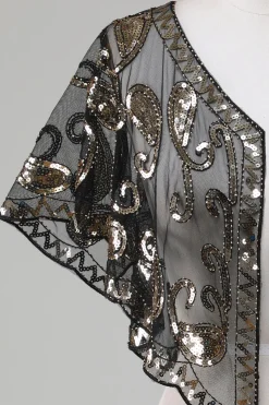 Black Glitter Sequins Cabo dos anos 1920