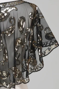 Black Glitter Sequins Cabo dos anos 1920