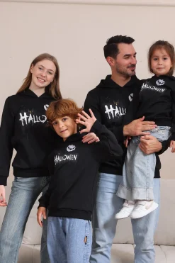 Black Halloween Família Costume Hooded Sweatshirt