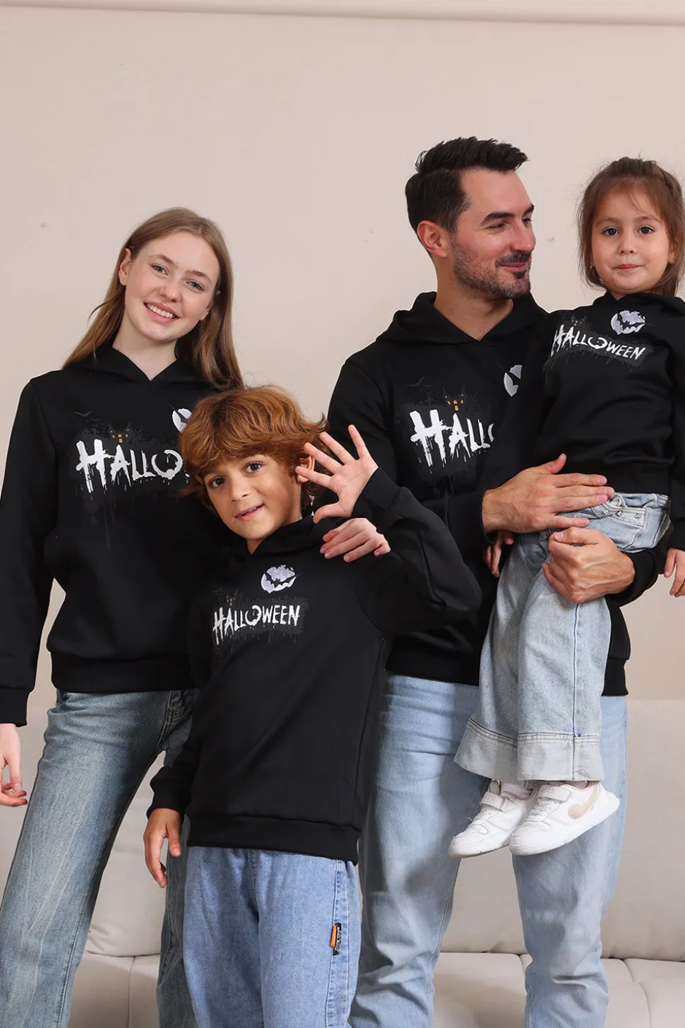 Black Halloween Família Costume Hooded Sweatshirt