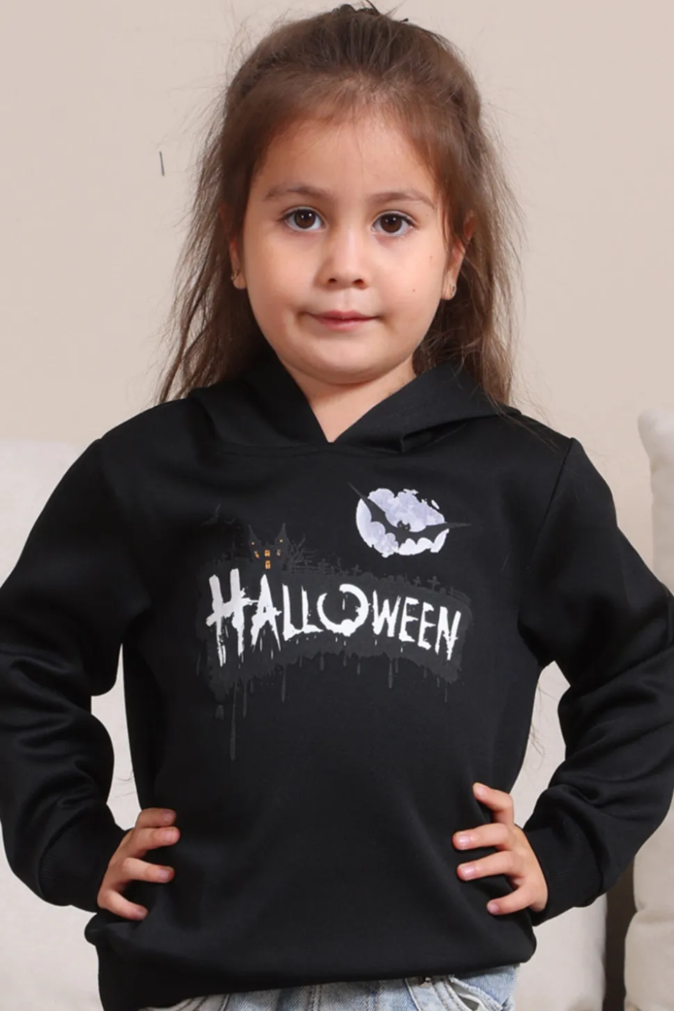 Black Halloween Família Costume Hooded Sweatshirt