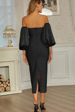 Black Off the Shoulder Formal Party Dress