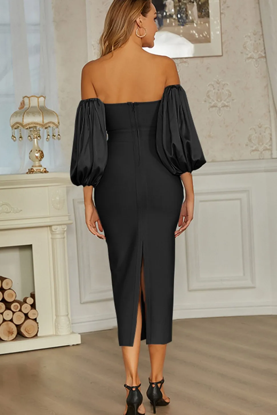 Black Off the Shoulder Formal Party Dress