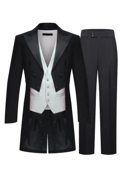 Black Peak Lapel Duplo Peito Masculino 3 Peça Tuxedo