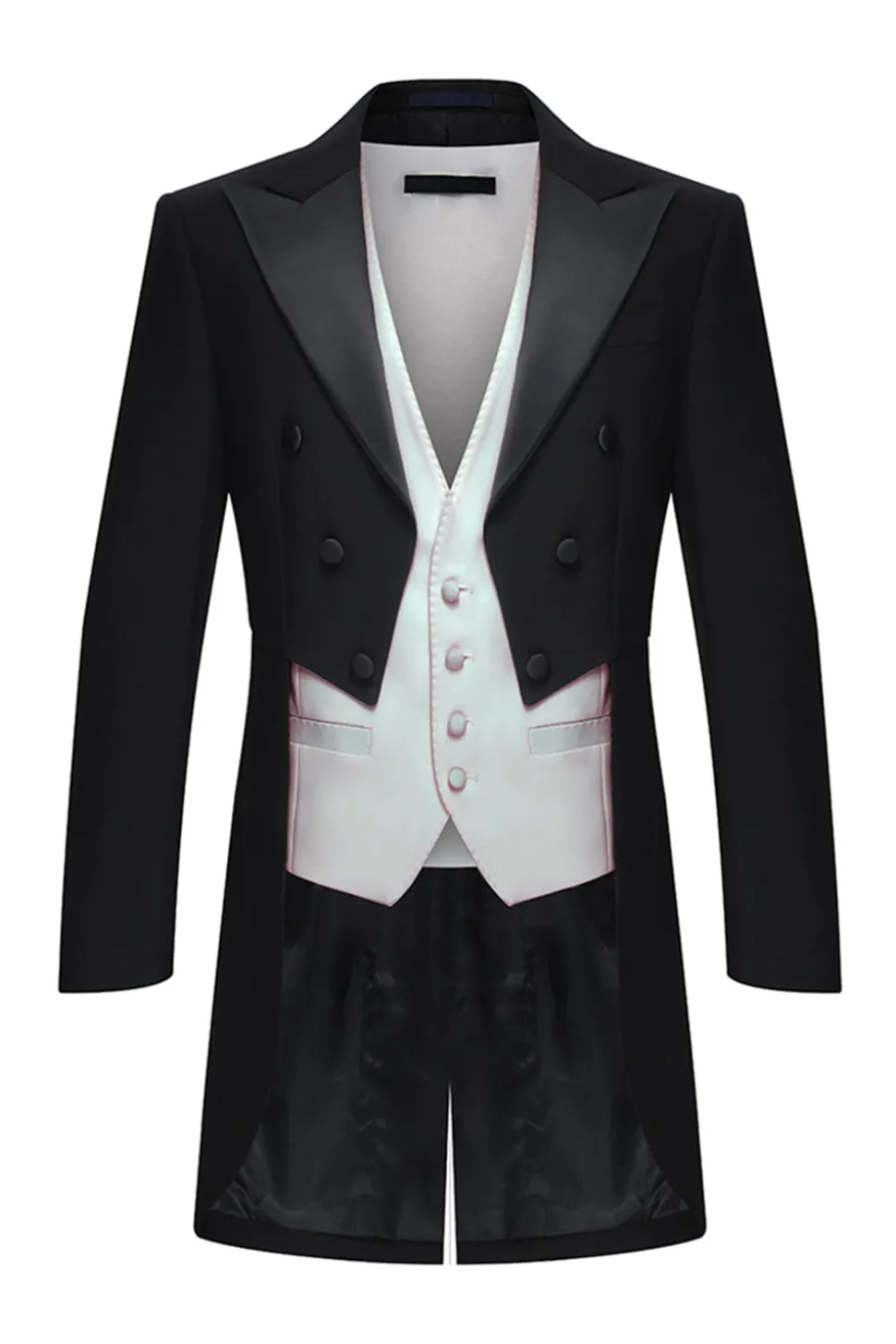 Black Peak Lapel Duplo Peito Masculino 3 Peça Tuxedo