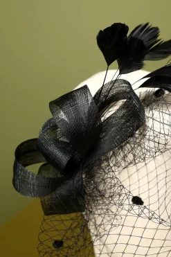 Black 1920s Feather Headband