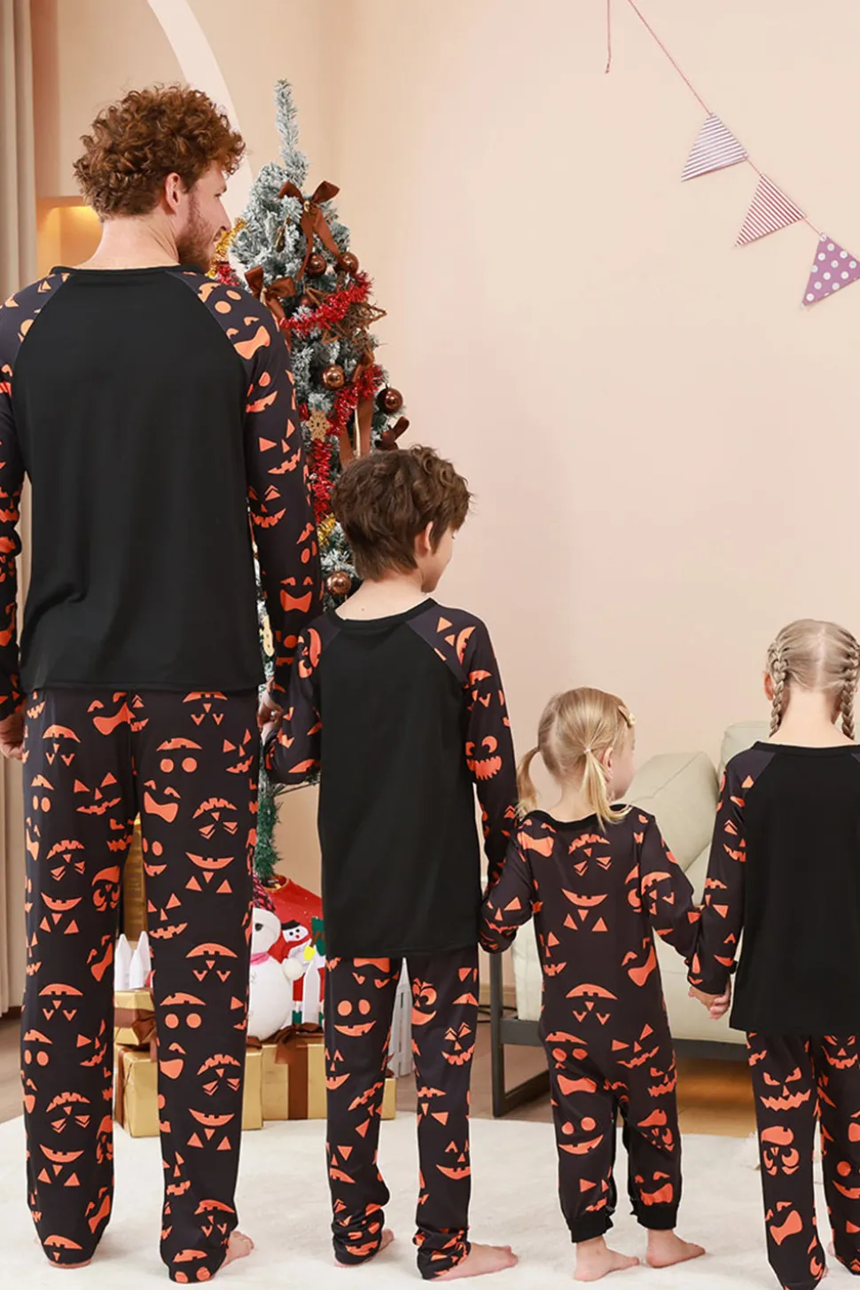 Black Trick ou Treat Impresso Halloween Família Pijamas set
