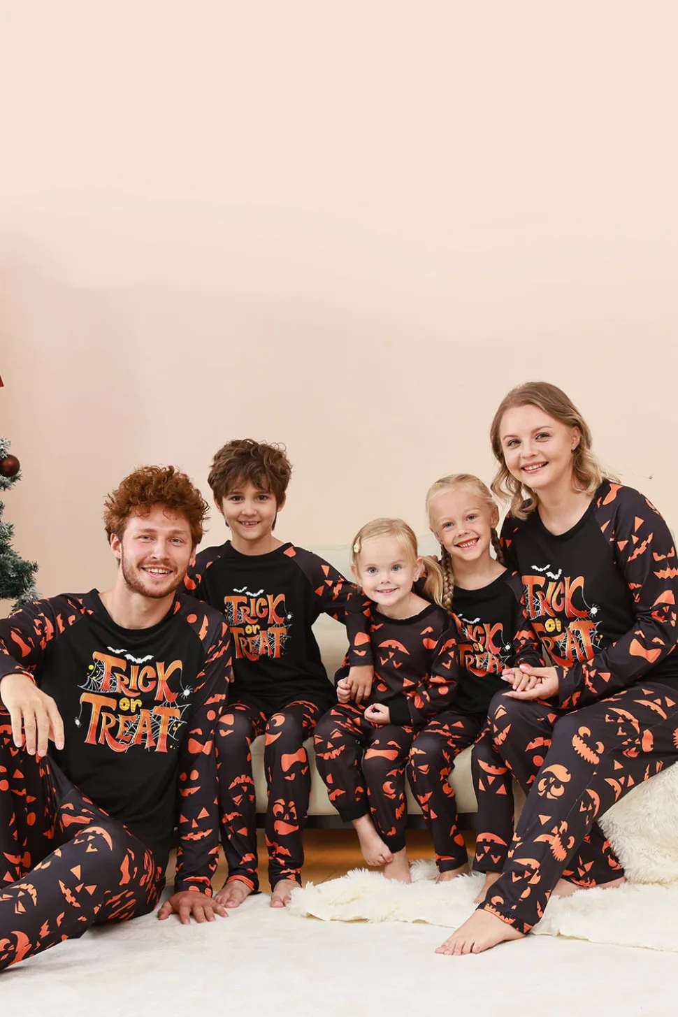 Black Trick ou Treat Impresso Halloween Família Pijamas set