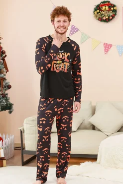 Black Trick ou Treat Impresso Halloween Família Pijamas set