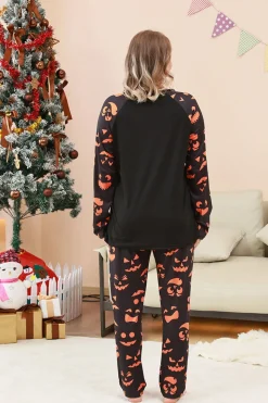 Black Trick ou Treat Impresso Halloween Família Pijamas set