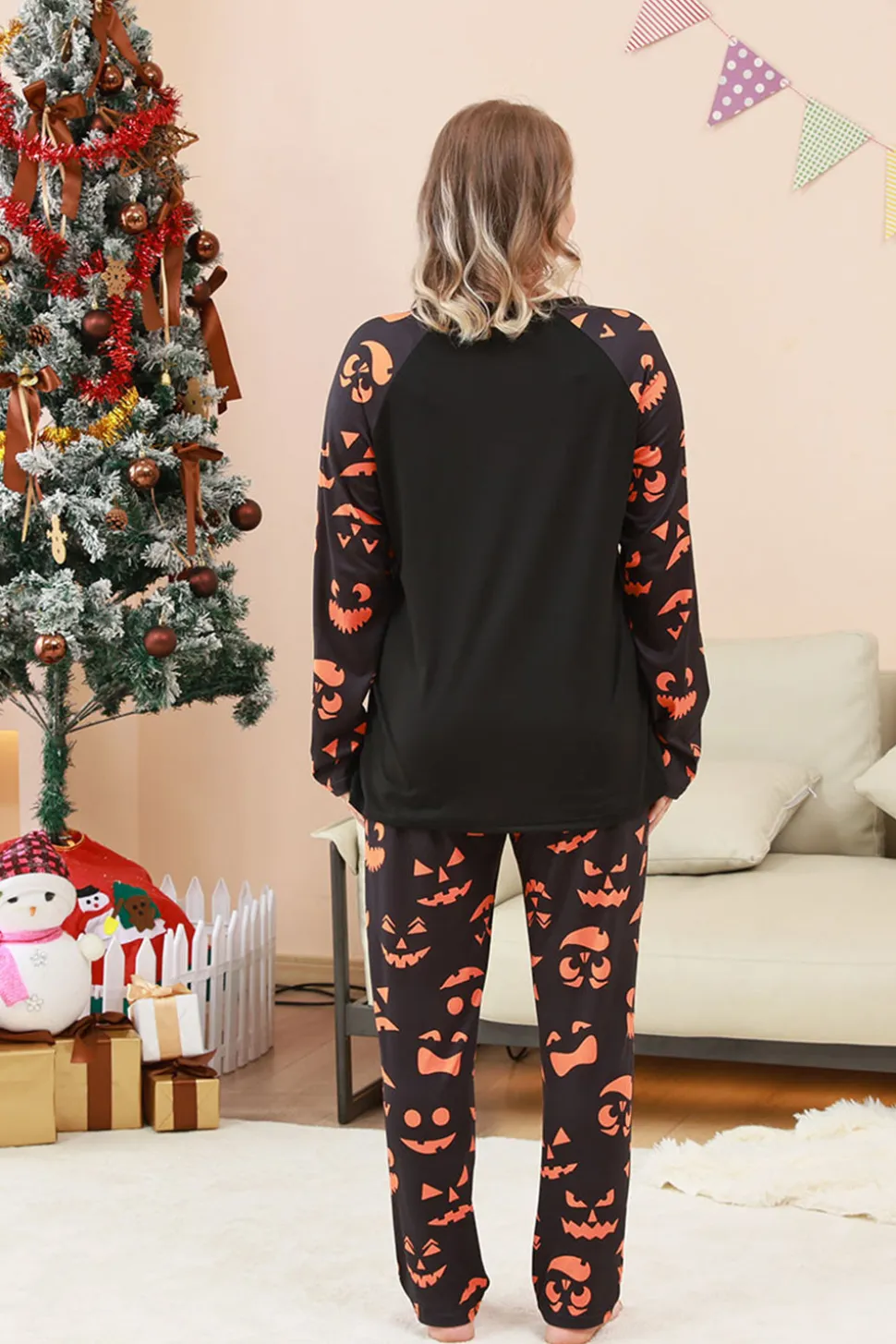 Black Trick ou Treat Impresso Halloween Família Pijamas set