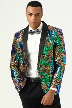 Blazer de Baile Brilhante Verde Escuro