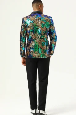 Blazer de Baile Brilhante Verde Escuro