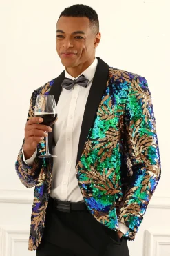 Blazer de Baile Brilhante Verde Escuro