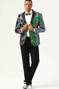Blazer de Baile Brilhante Verde Escuro