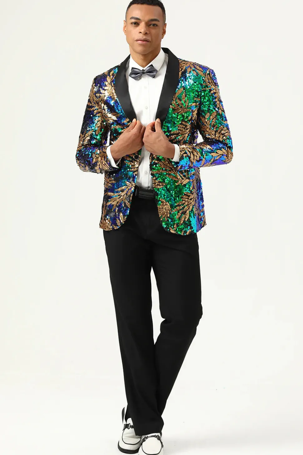 Blazer de Baile Brilhante Verde Escuro