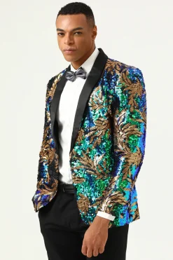 Blazer de Baile Brilhante Verde Escuro