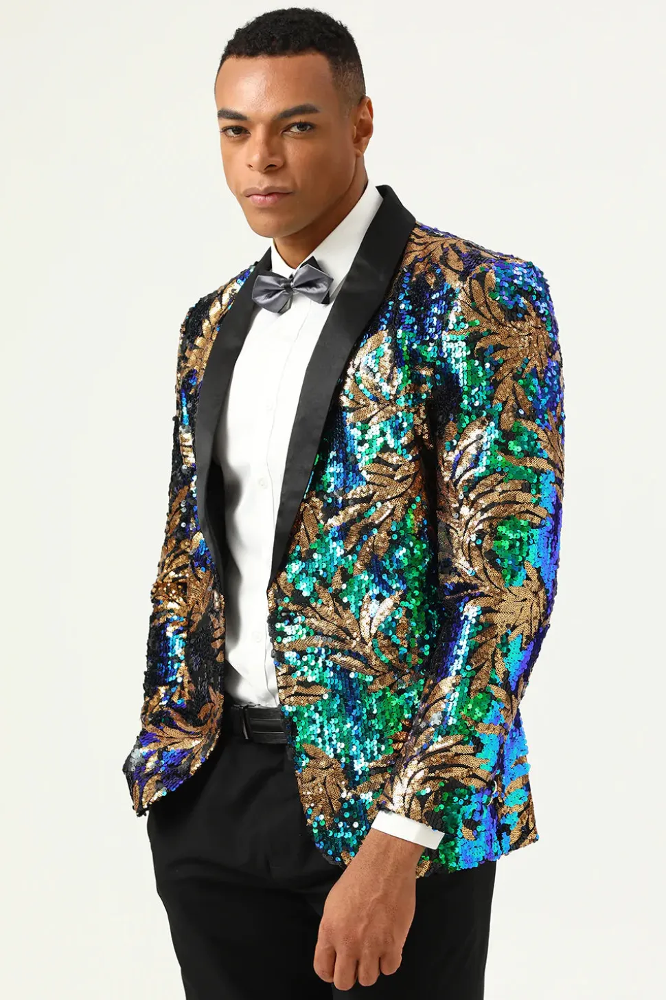Blazer de Baile Brilhante Verde Escuro
