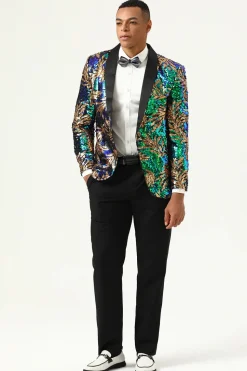 Blazer de Baile Brilhante Verde Escuro