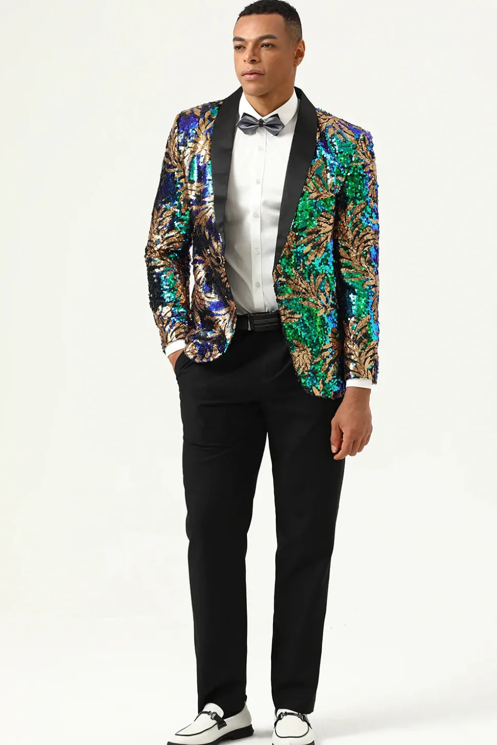 Blazer de Baile Brilhante Verde Escuro