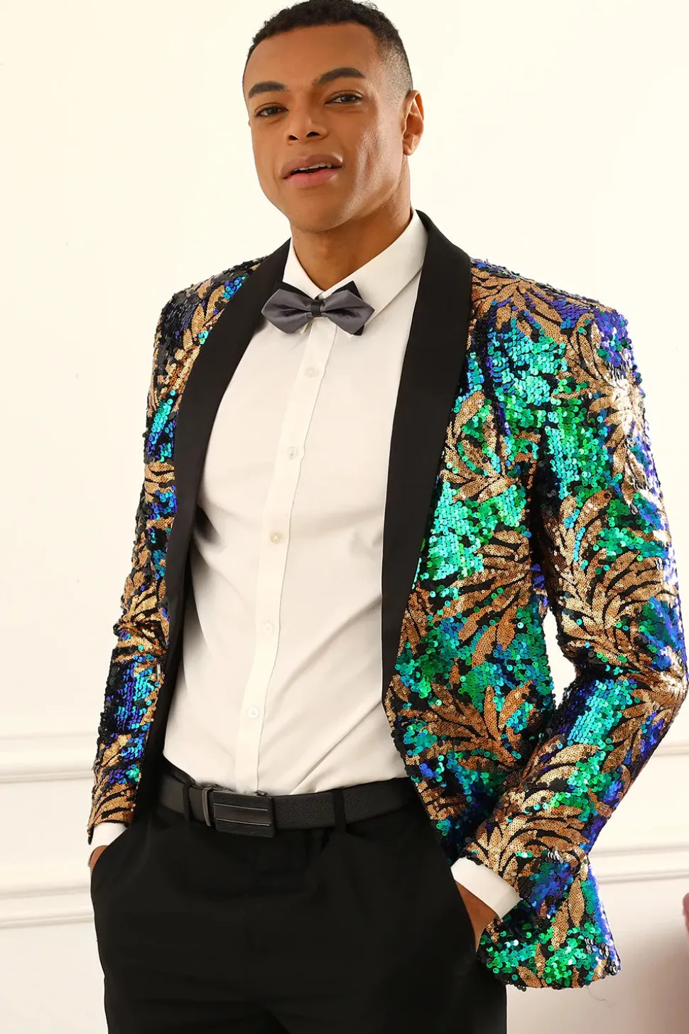 Blazer de Baile Brilhante Verde Escuro