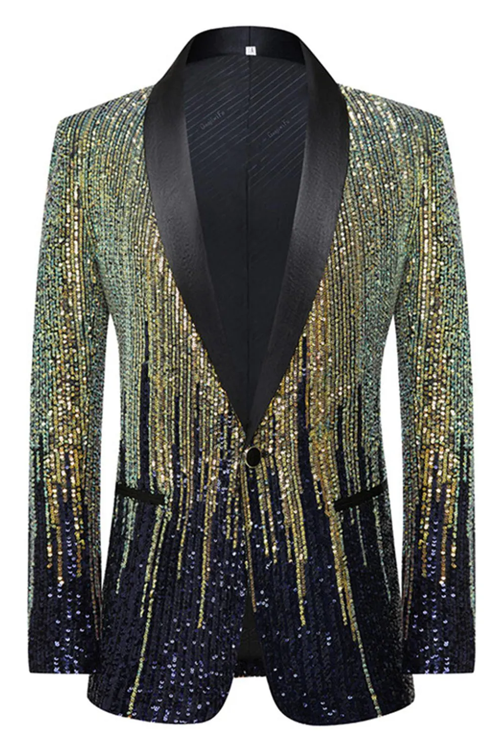 Blazer de Baile de Formatura de Lapela Preto Masculino com Sequins