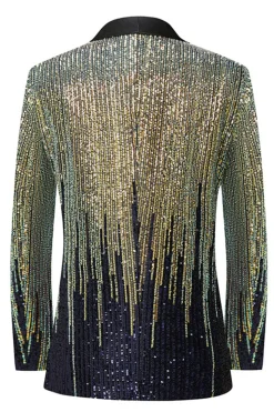 Blazer de Baile de Formatura de Lapela Preto Masculino com Sequins