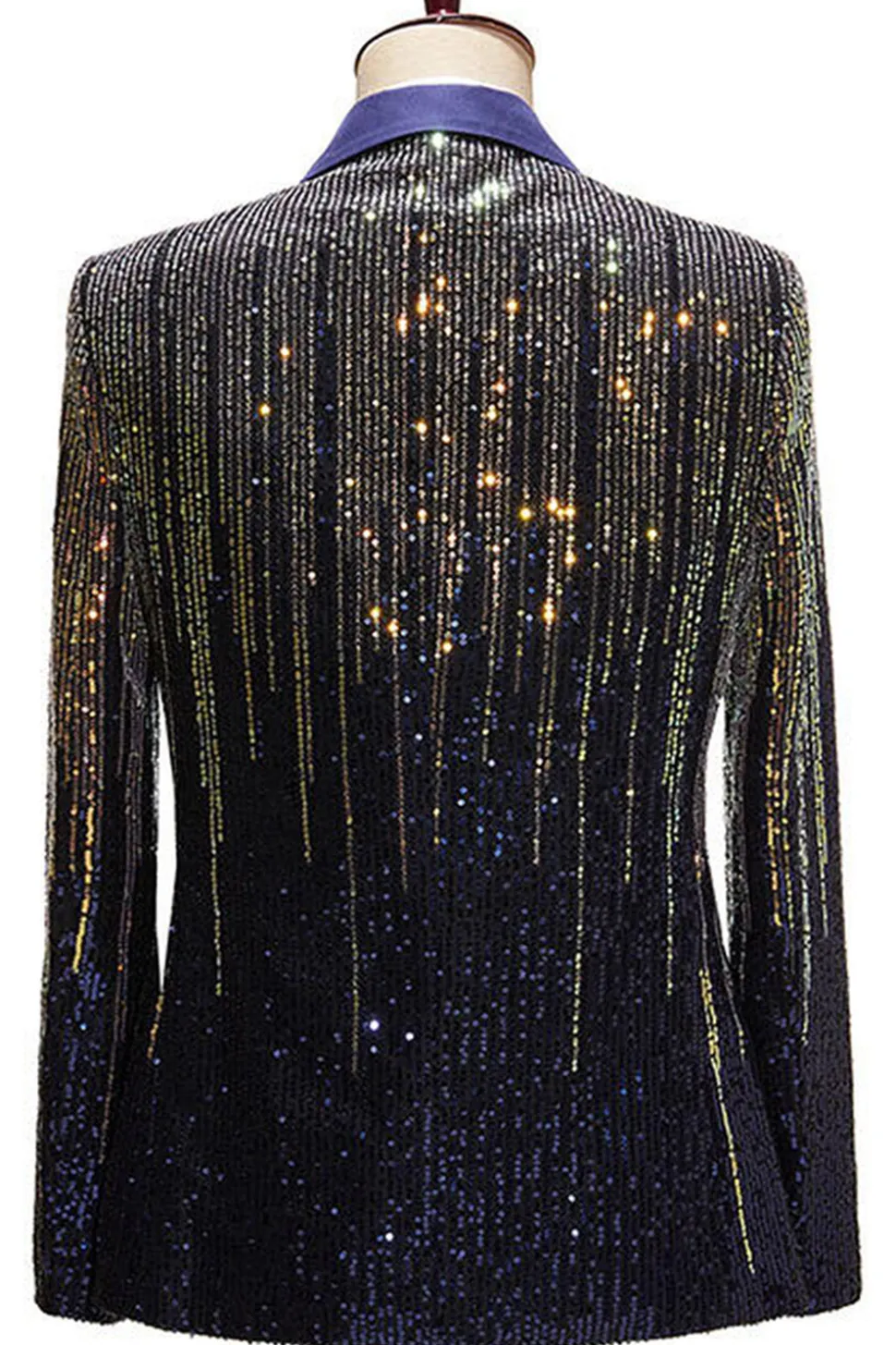Blazer de Baile de Formatura de Lapela Preto Masculino com Sequins