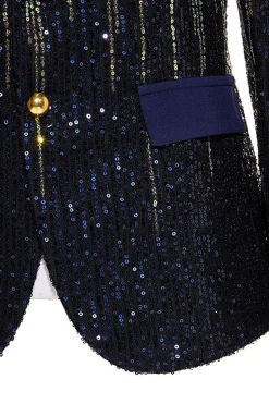 Blazer de Baile de Formatura de Lapela Preto Masculino com Sequins