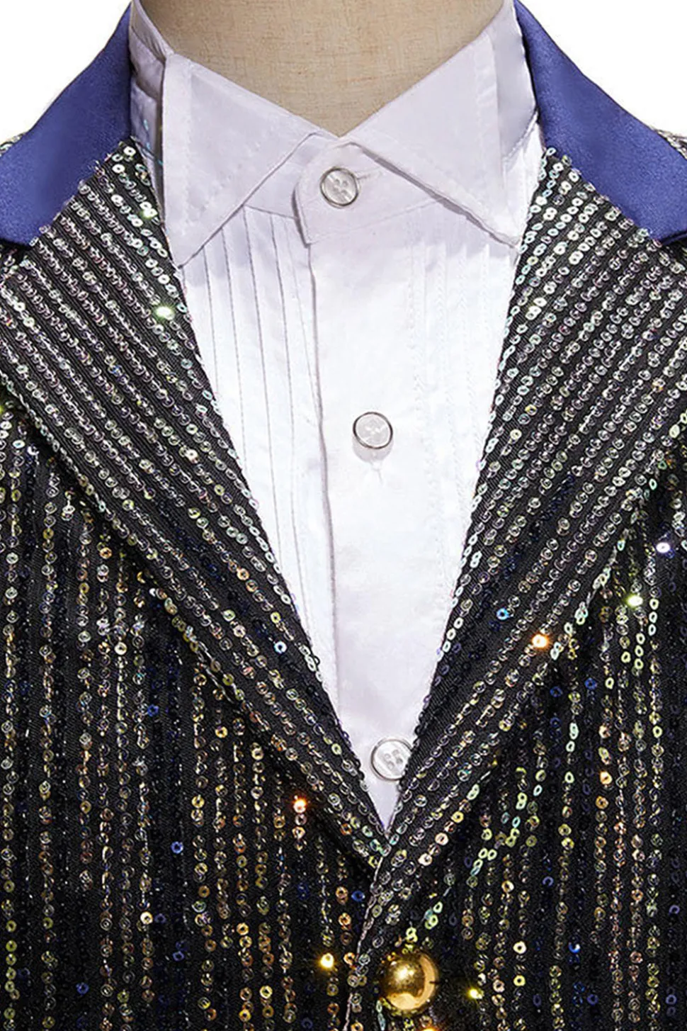 Blazer de Baile de Formatura de Lapela Preto Masculino com Sequins