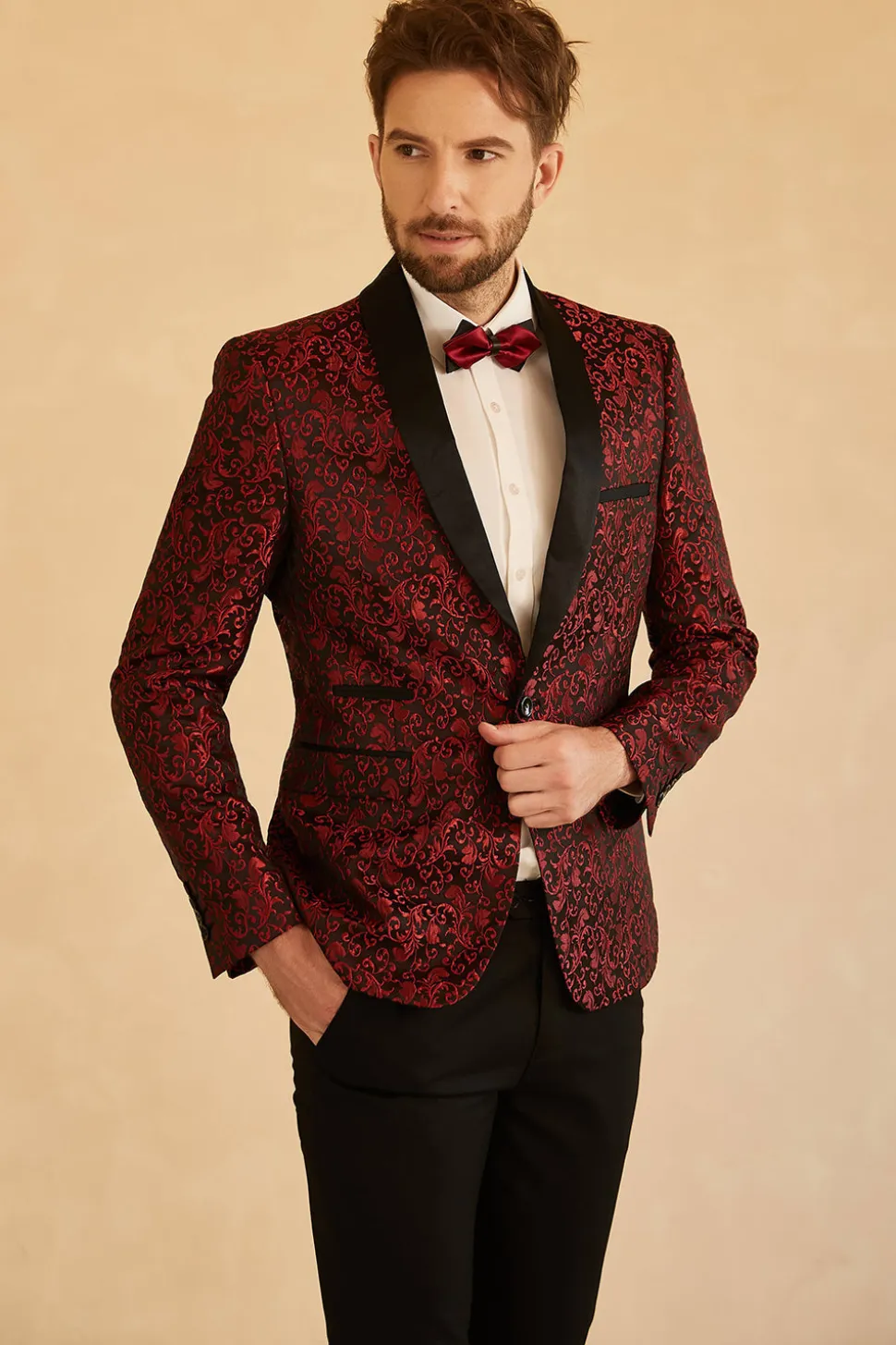 Blazer de Baile Masculino Lapela Shawl Jacquard